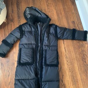BDG Black Puffer Coat with Faux Fur